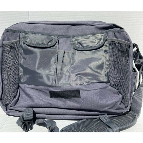 GUESS Laptop Commuter Business Overnight School Messenger Bag Gray Nylon - Picture 5 of 6